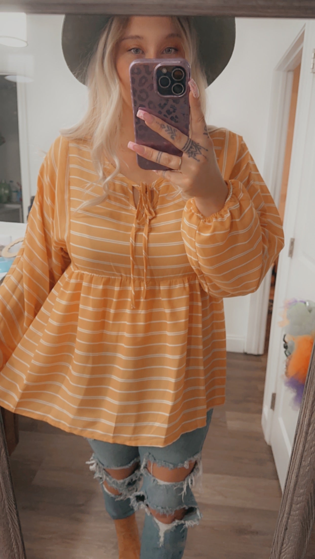 Orange stripe blouse