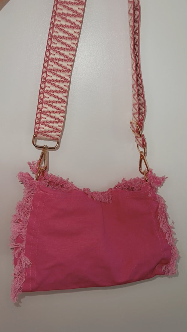 Pink fringe handbag